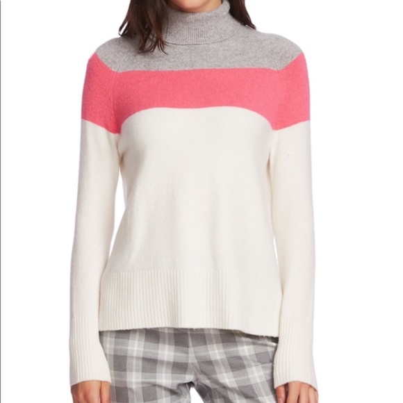 Court & Rowe Belle Noel Color Block Turtleneck Sweater In Silver Heather… - Picture 2 of 11